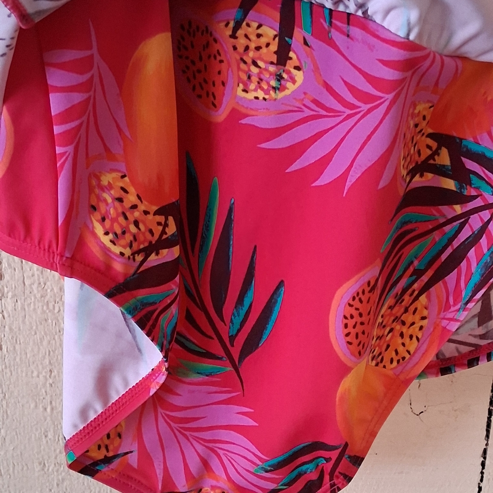 Vibrant Tropical Print One Piece Swimsuit - Picture 9 of 11